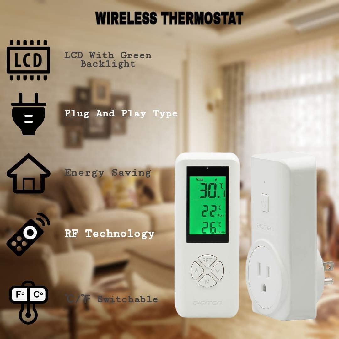 White Digital Wireless Thermostat with Remote Control