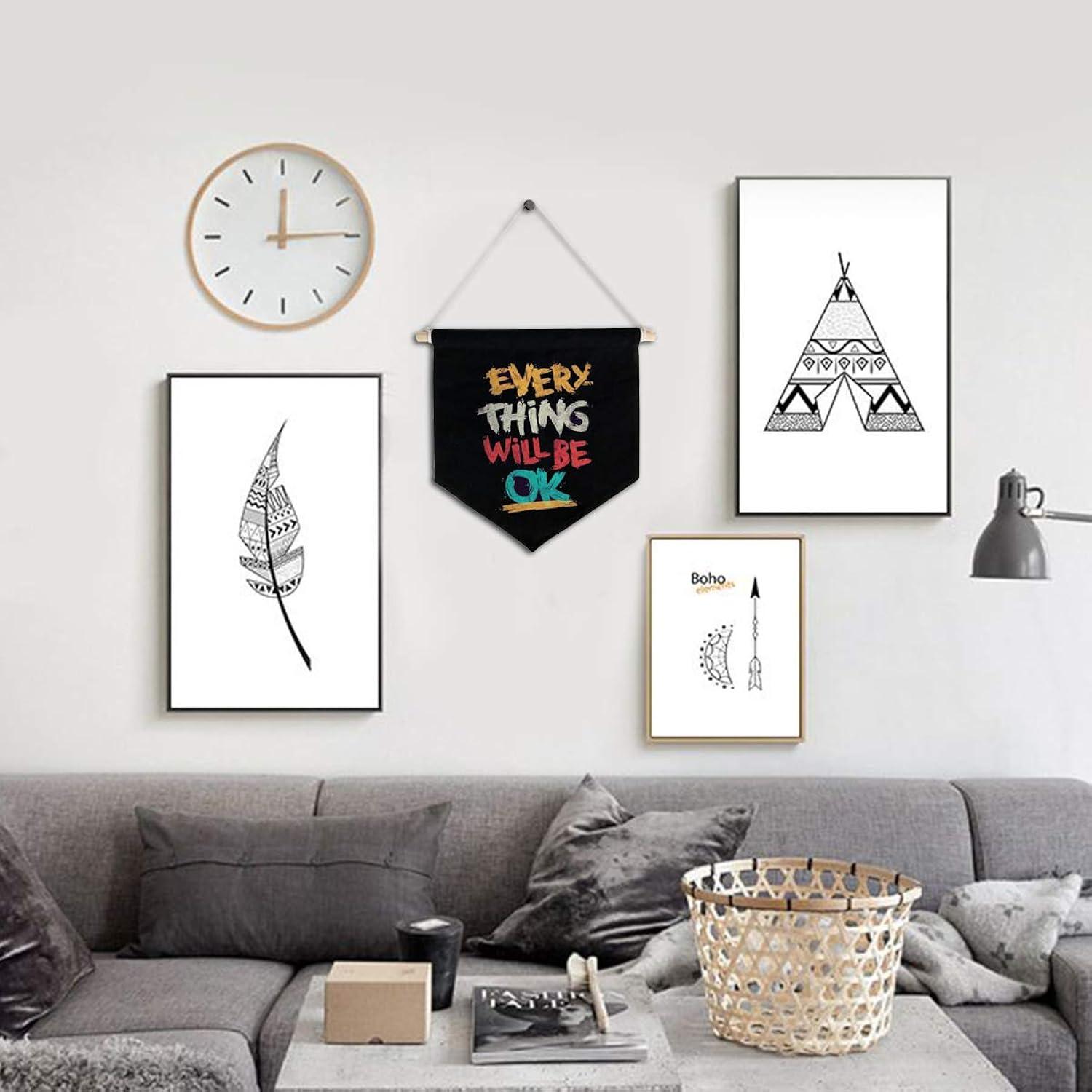 Pin Display Pennant Banner Enamel Lapel Pin Badge Flag Plain Blank Canvas Wall Banner(Black/ )