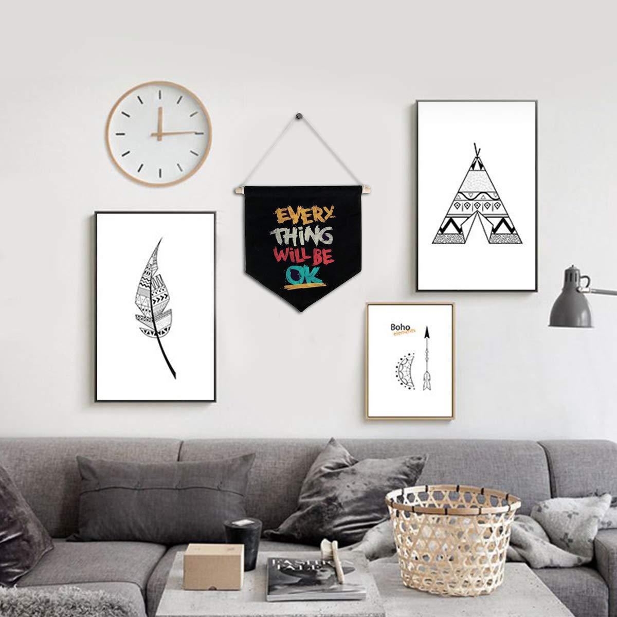 Pin Display Pennant Banner Enamel Lapel Pin Badge Flag Plain Blank Canvas Wall Banner(Black/ )