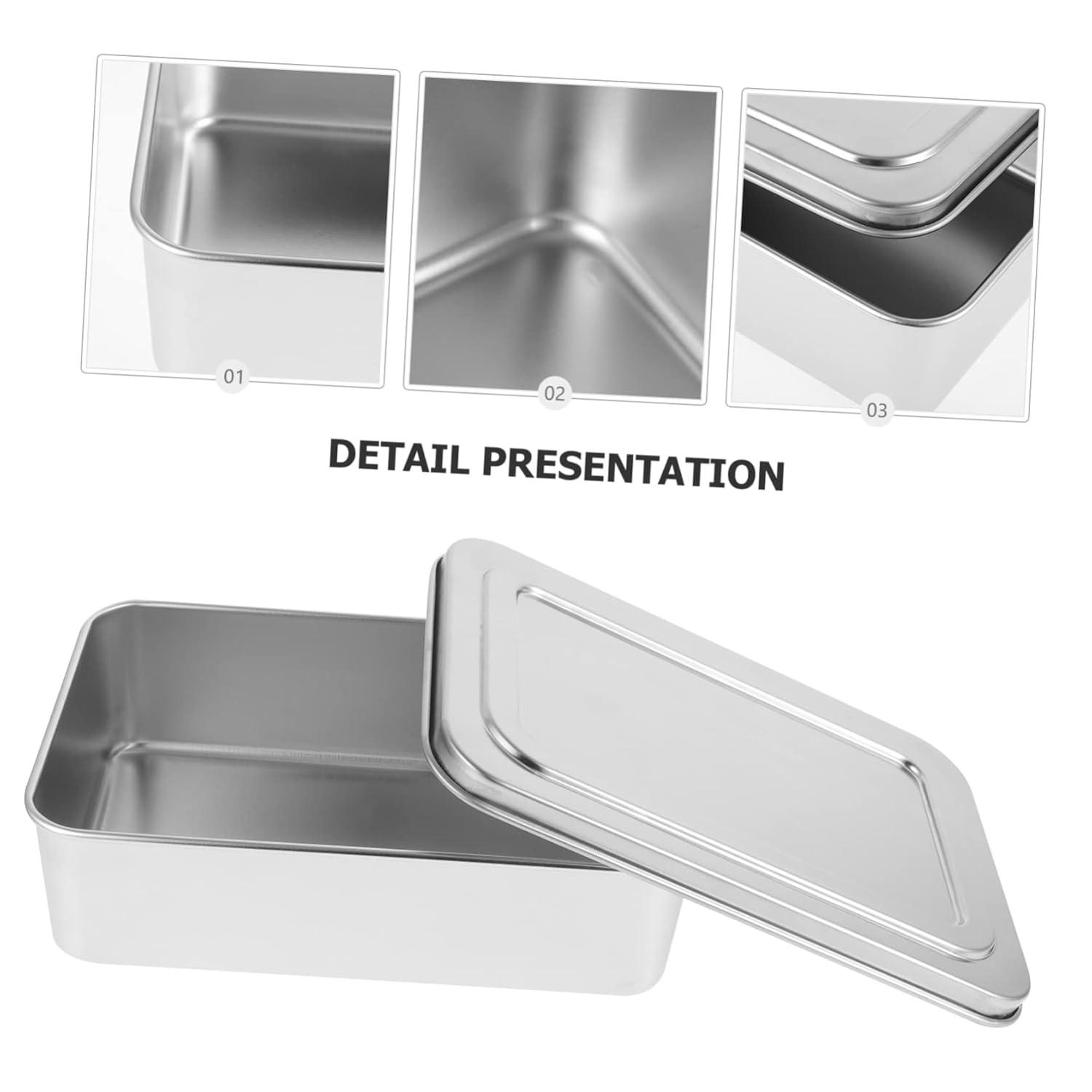 TABLZONE Stainless Steel Baking Tray Silver Oven Pan for Home Use with Lid