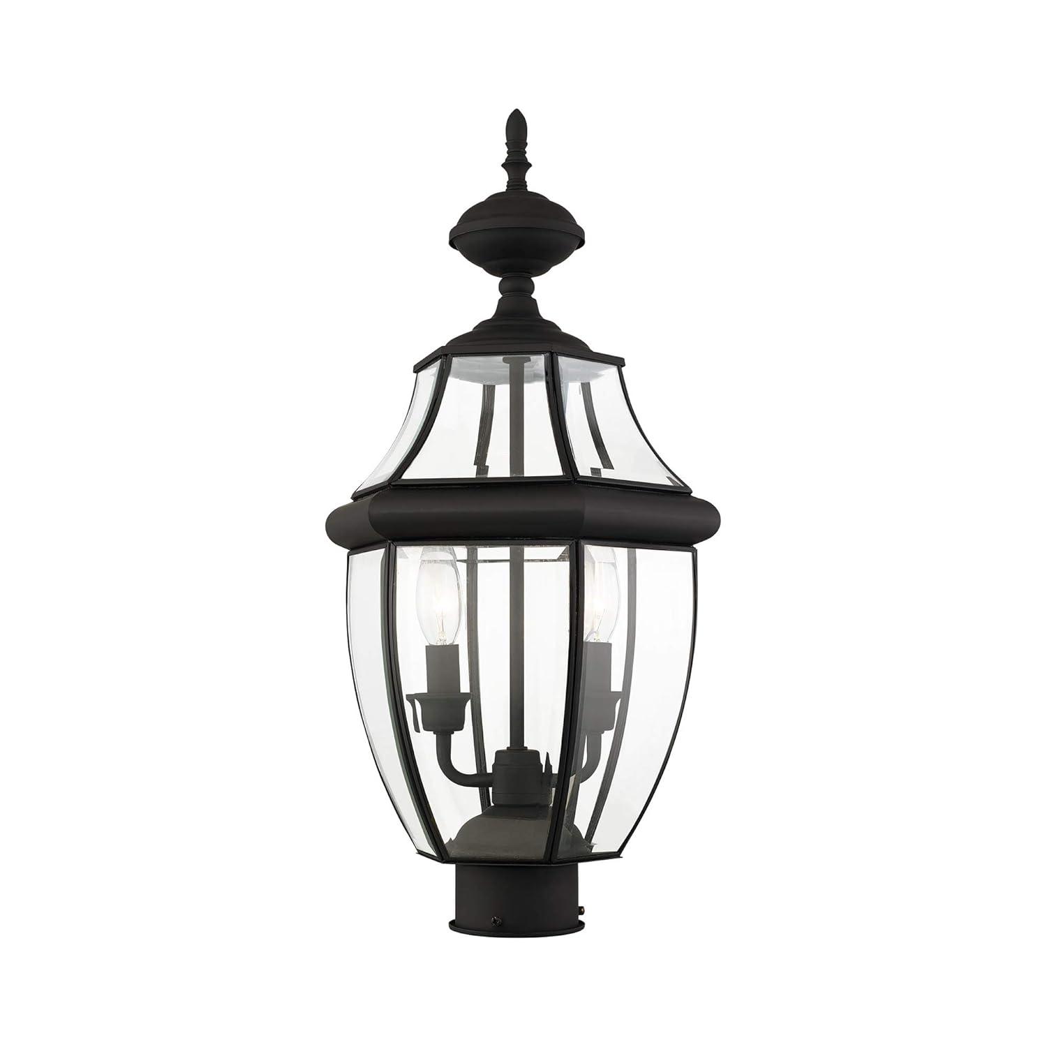 Lighting Lumens 2 Light Verdigris Outdoor Post Lantern Pendant - Clear Beveled Glass Shade