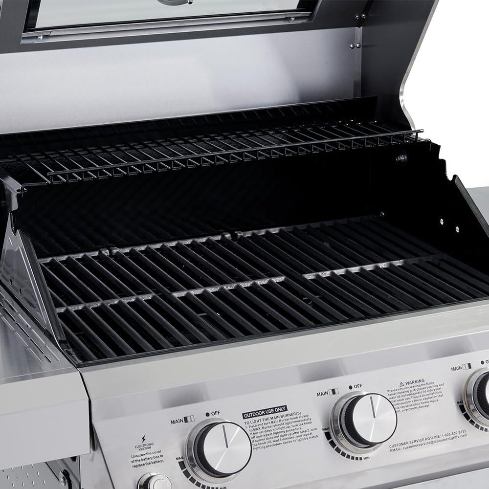 Monument Grills 35000 3-Burner Propane Gas Grill In Stainless With LED Controls