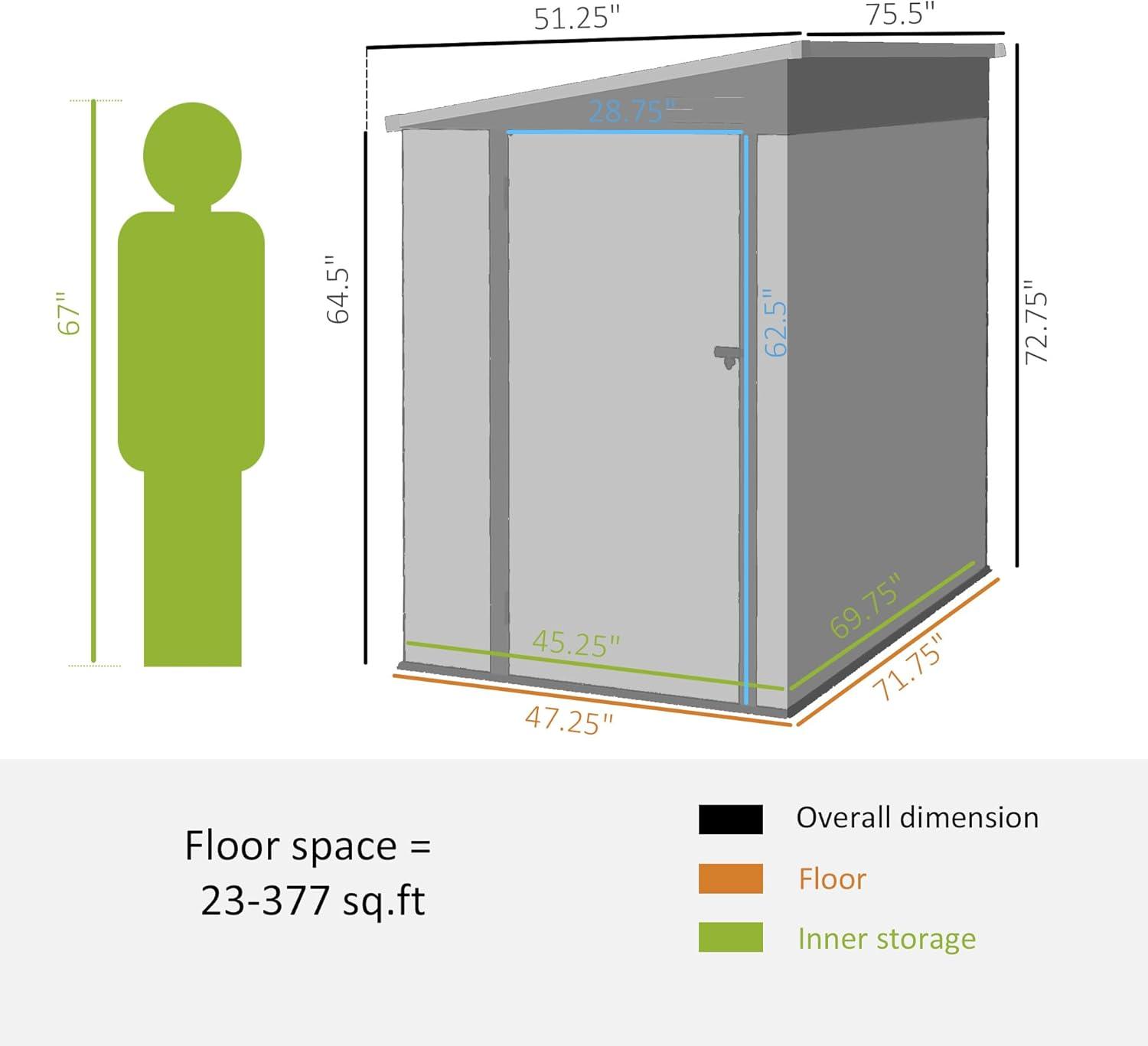 Outsunny Metal Lean-to Storage Shed