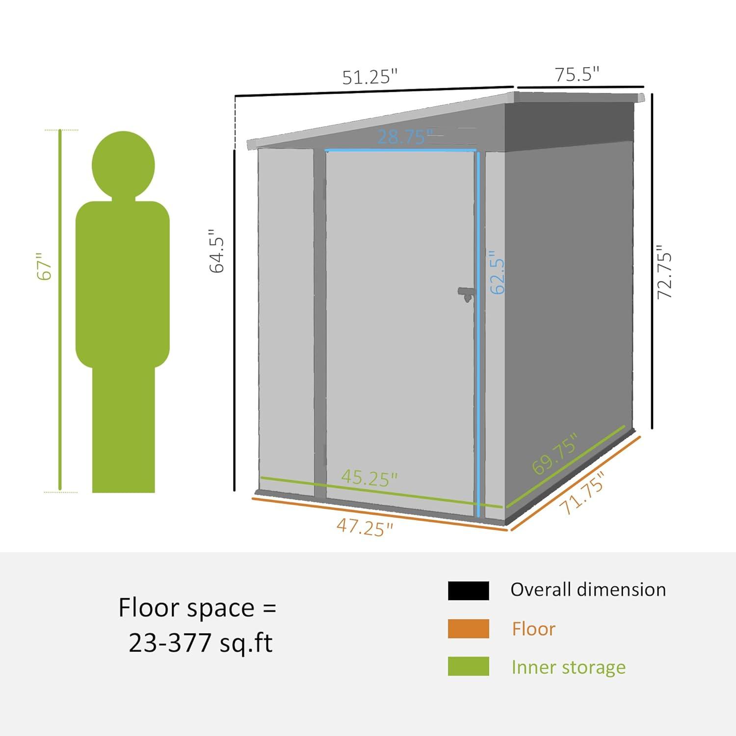 Outsunny Metal Lean-to Storage Shed