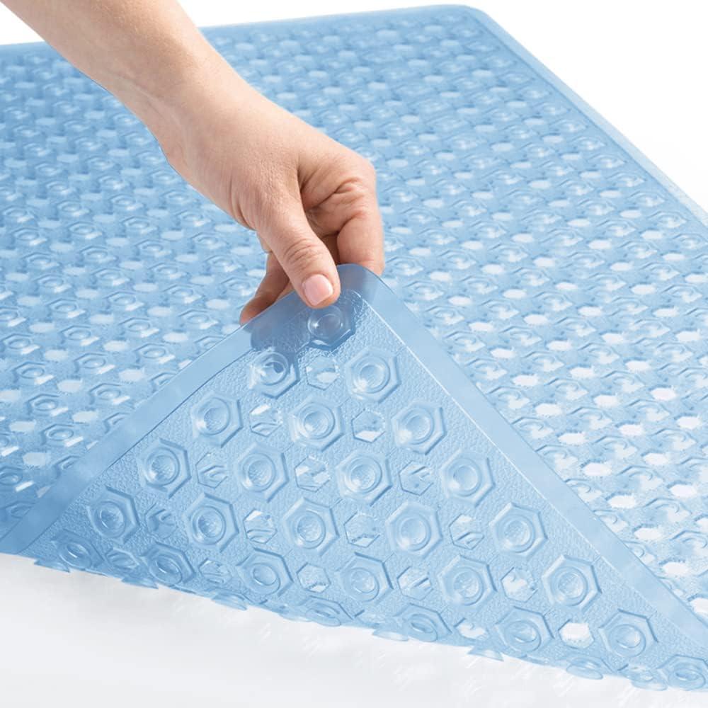 Blue Translucent Non-Slip Bathtub Mat with Suction Cups