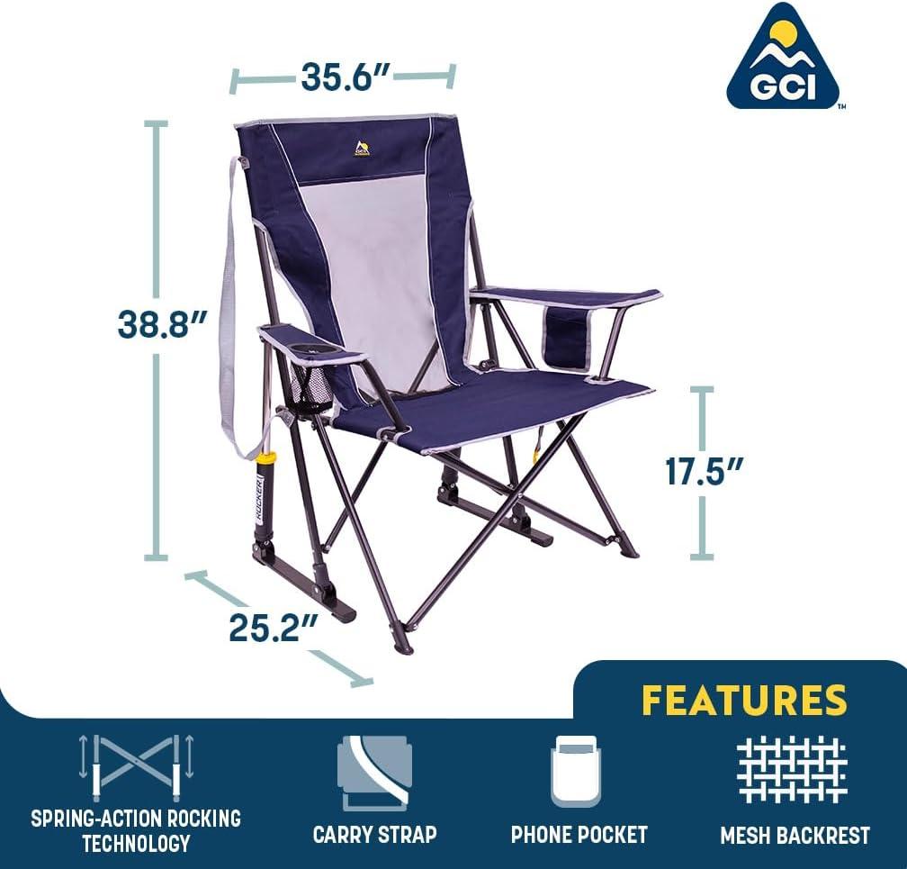 GCI Outdoor Comfort Pro Rocker Camping Chair with Mesh Backrest, Loden Green