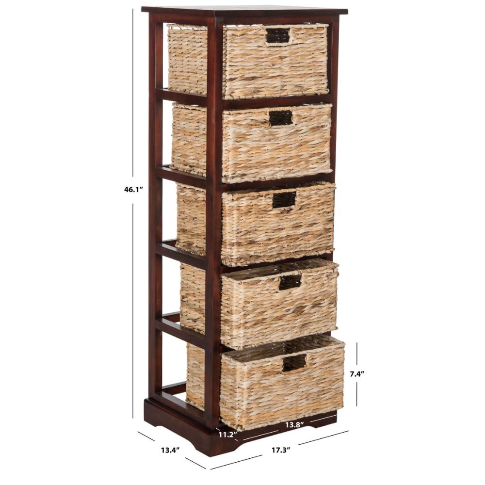 Vedette 5 Wicker Basket Storage Tower - AMH5739 - Cherry - Safavieh Couture