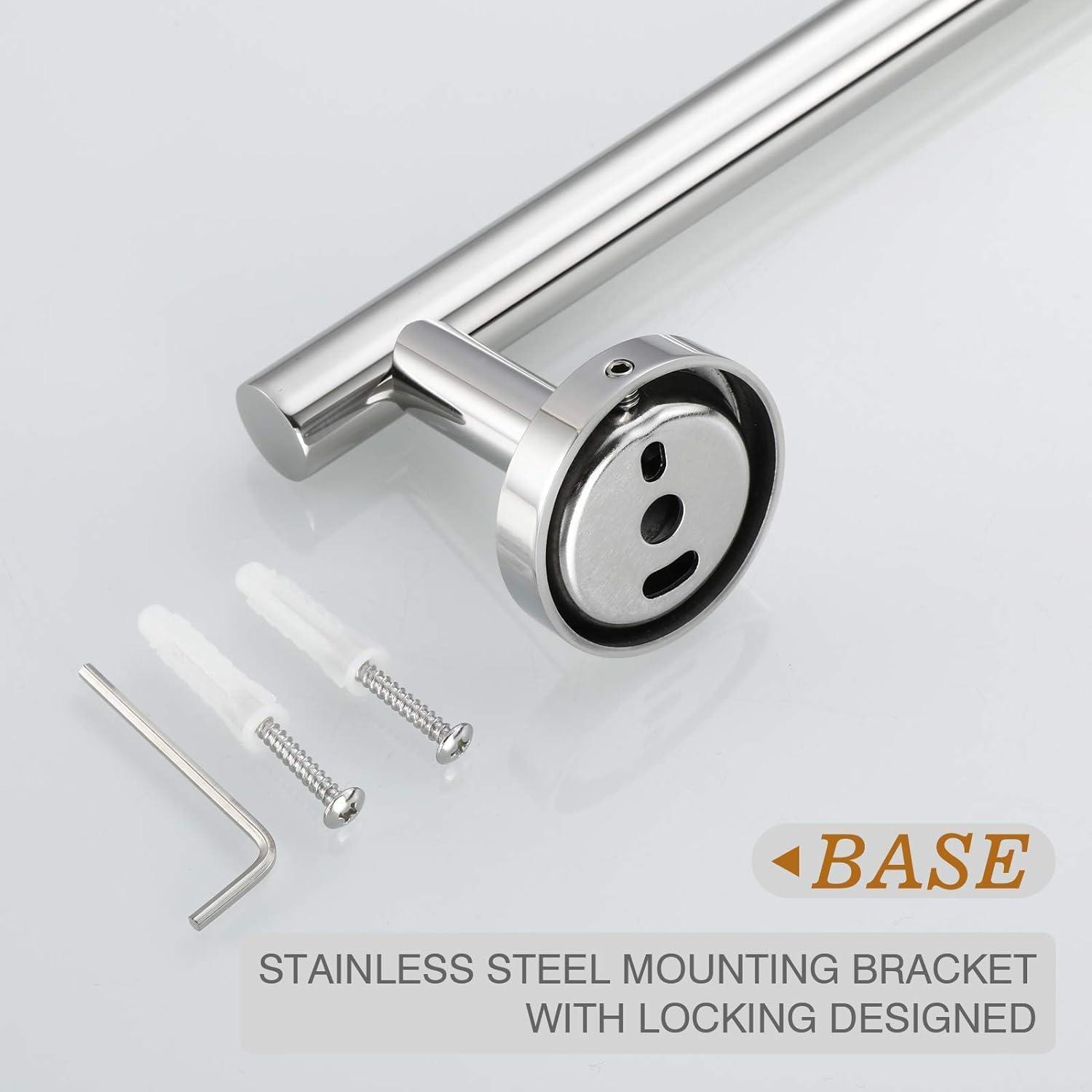 USHOWER Polished Chrome Bath Towel Bar, 30-Inch Towel Rack for Bathroom Wall-Mounted, Thicken SUS304 Stainless Steel Towel Rod (Total Length 32-Inch)