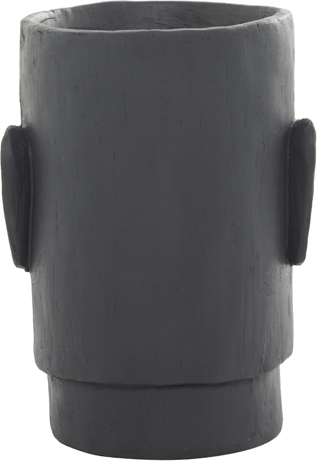 Deco 79 Magnesium Oxide Face Indoor Outdoor Planter Easter Island Large Planter Pot, Planter 13" x 14" x 18", Dark Gray