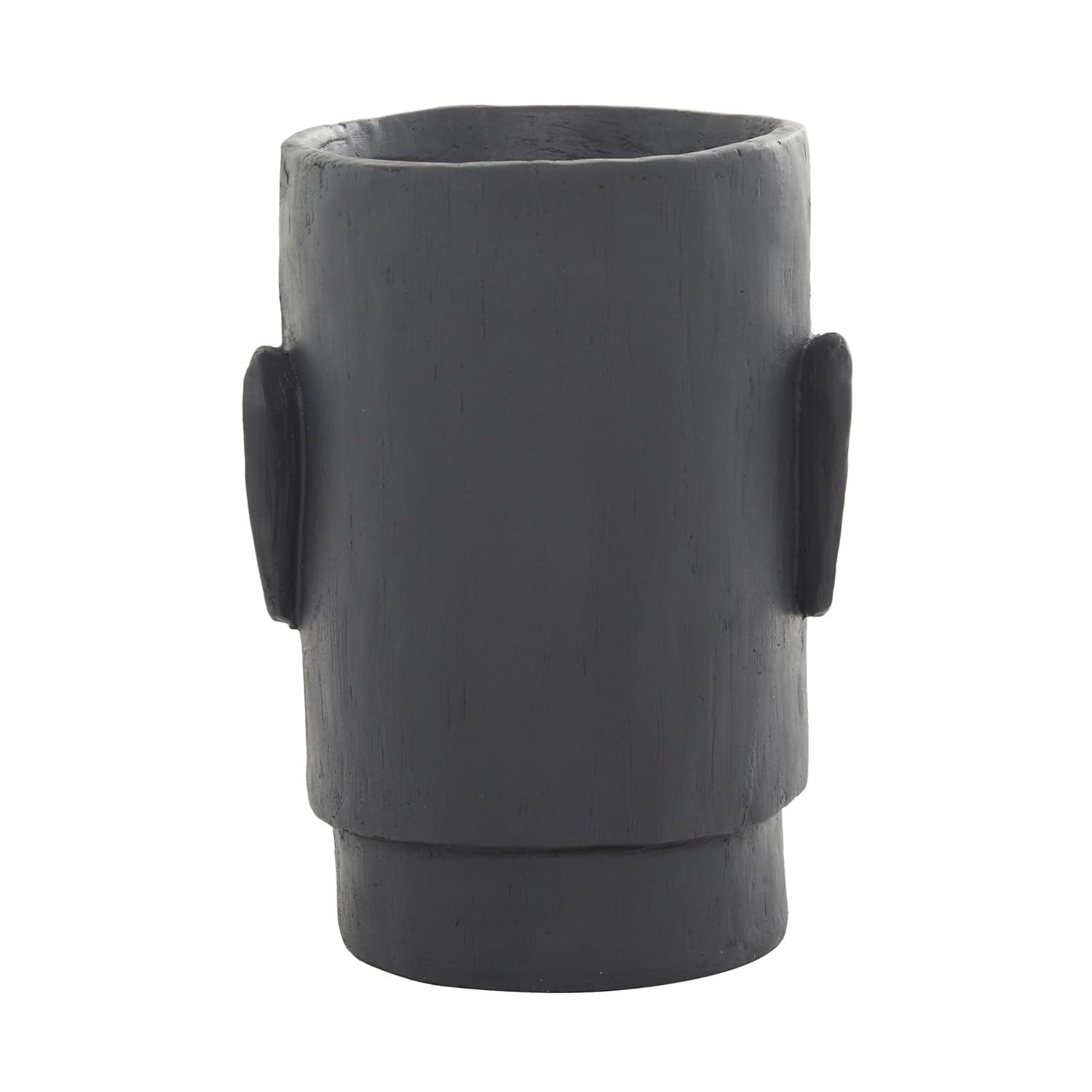Deco 79 Magnesium Oxide Face Indoor Outdoor Planter Easter Island Large Planter Pot, Planter 13" x 14" x 18", Dark Gray