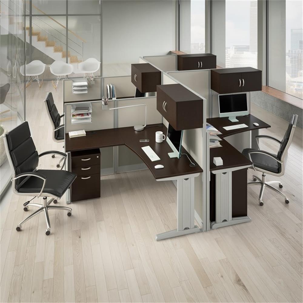 Bush Business Furniture Office in an Hour 65W L Shaped Cubicle Desk with Storage, Drawers, and Organizers