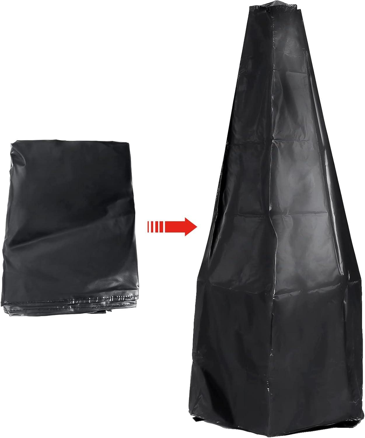 SINGLYFIRE 55 Inch High Fire Pit Fireplace with Chiminea Cover Rust-Free Iron Black