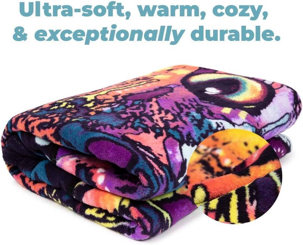 Dawhud Direct 50" x 60" Colorful Dean Russo Bulldog Fleece Throw Blanket for Women, Men and Kids