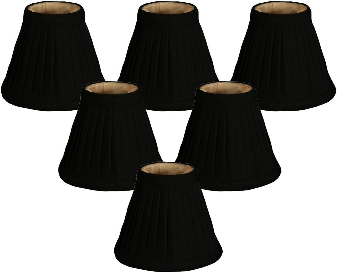 Royal Designs, Inc. Pleated Empire Chandelier Shade CS-111BLK/GL-6, Black with Gold, 2.5 x 5 x 4.25, Pack of 6