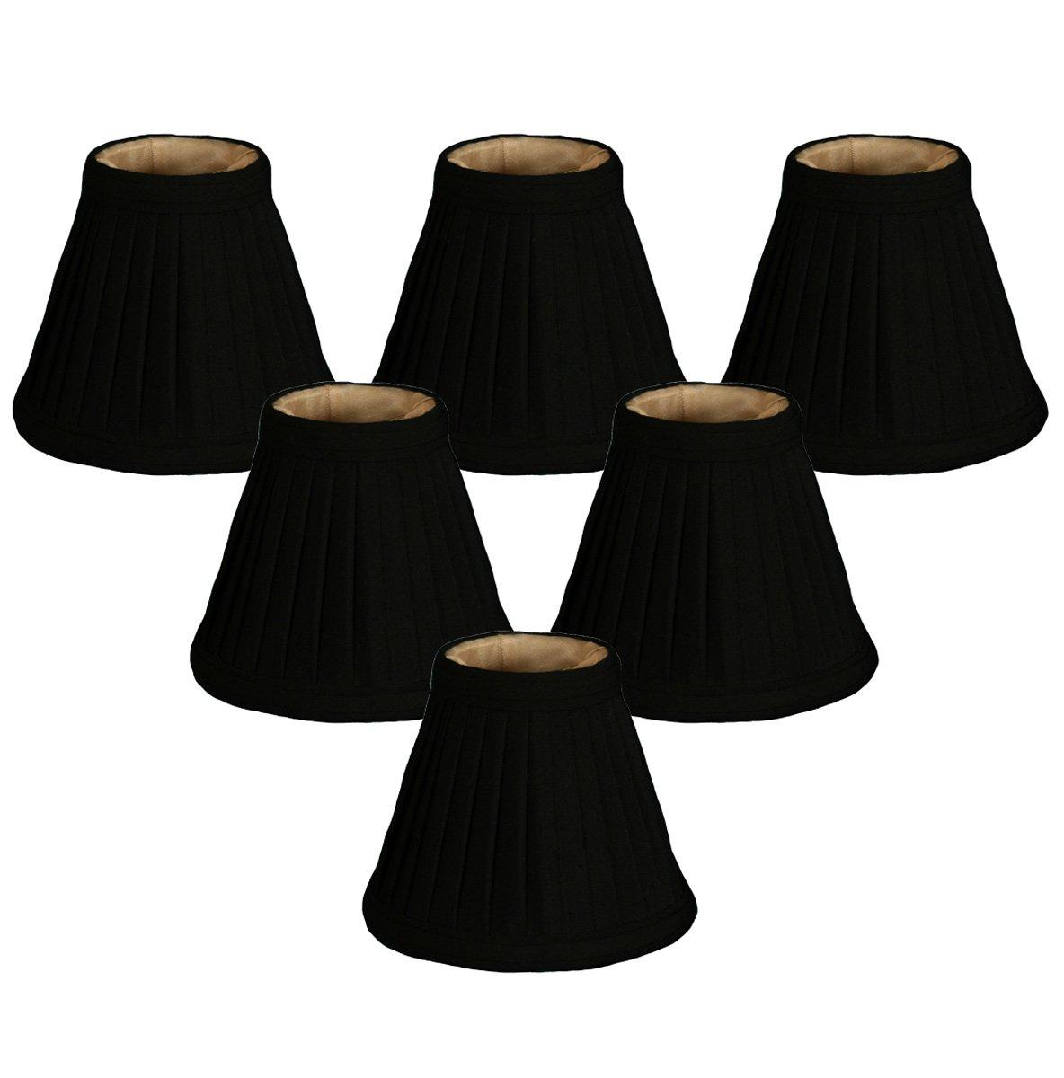 Royal Designs, Inc. Pleated Empire Chandelier Shade CS-111BLK/GL-6, Black with Gold, 2.5 x 5 x 4.25, Pack of 6