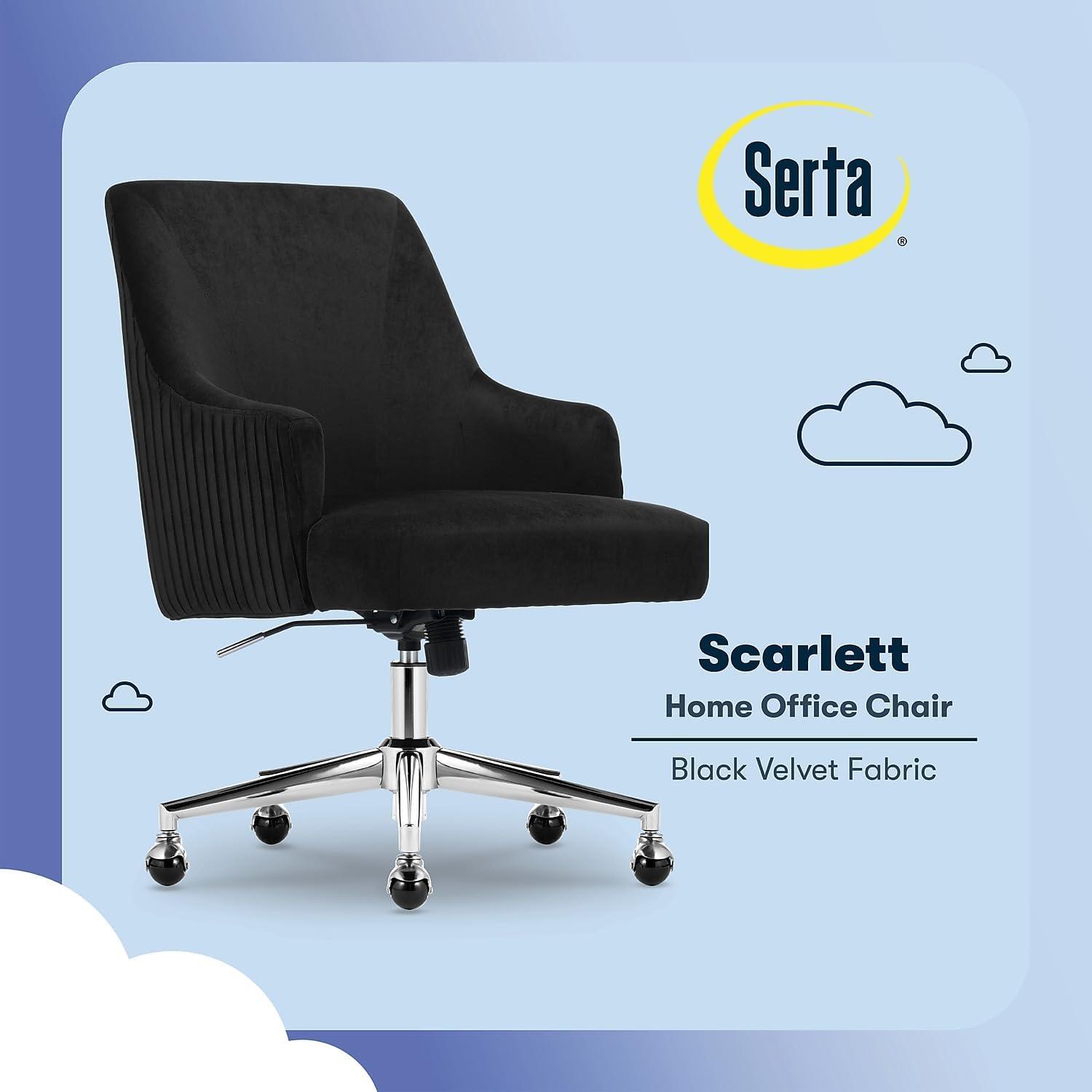 Serta Style Leighton Home Office Chair Fresh Lilac : Upholstered, Adjustable, with Fixed Arms & Wood Frame