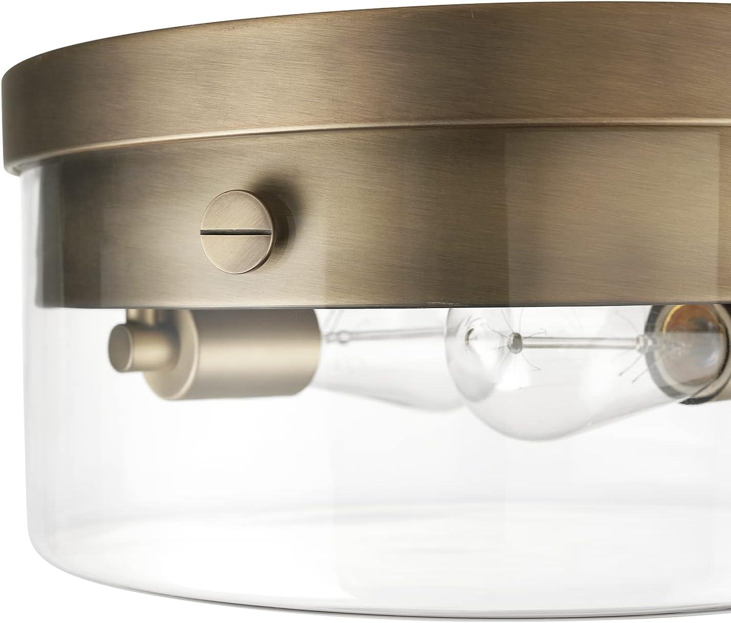 Globe Electric 13" Modern 2 Brass Bedroom Flush Mount Lights with Globe Clear Glass