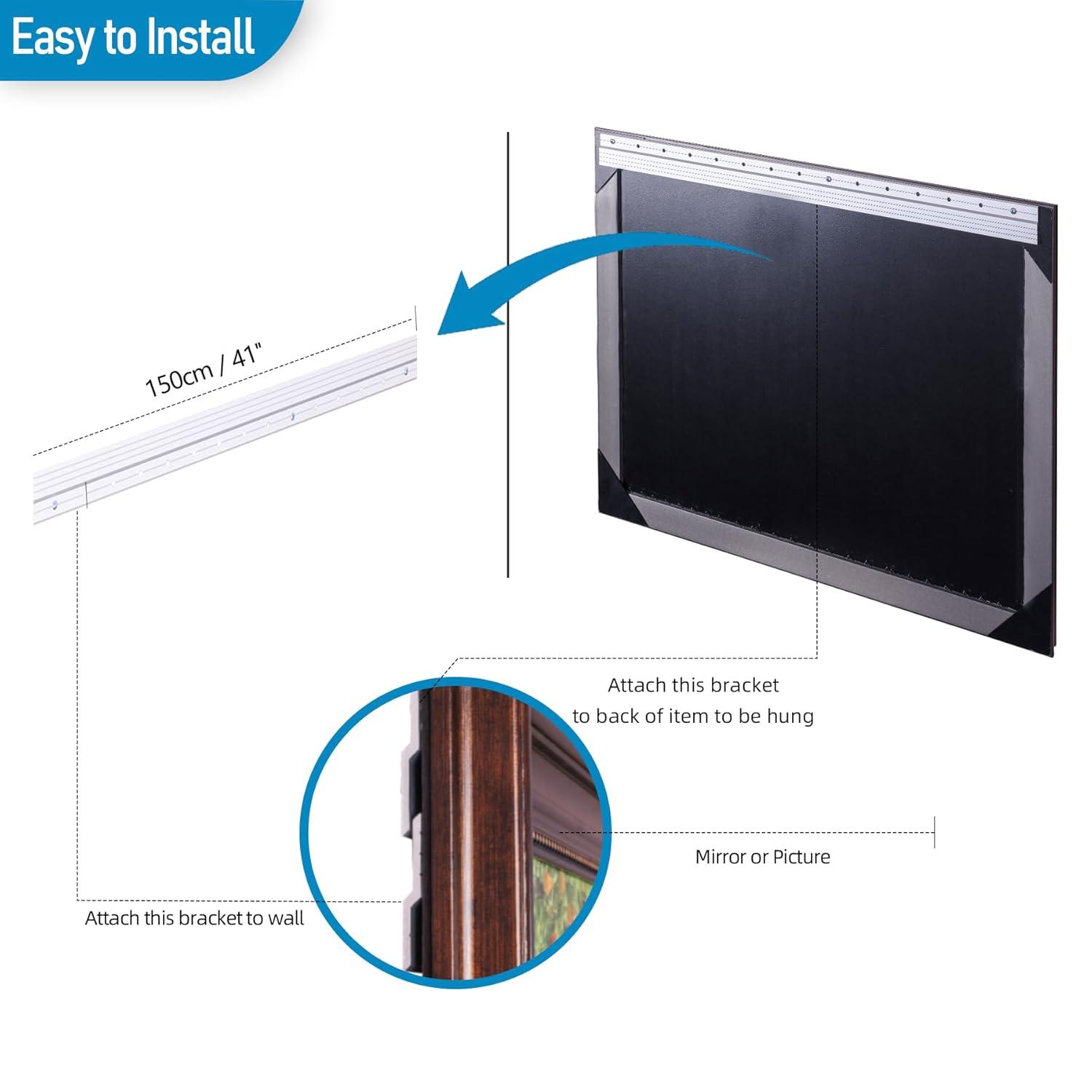 (41 inch) French Cleat Hanger Heavy Duty, 2 Pairs Aluminum Z Clips French Cleats, Interlocking Wall Mount Bracket Hardware Kit for Mirrors, Picture, Shelf, Headboard, Whiteboard, Art, Frames