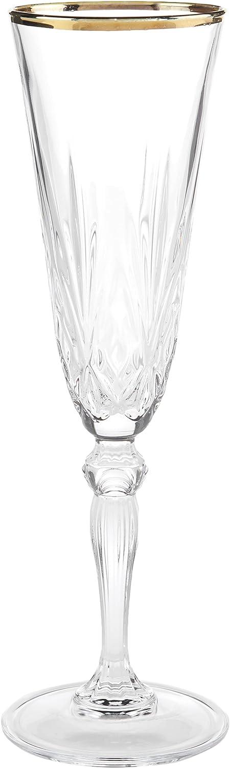 Siena 6oz Crystal Flutes with Gold Band, Set of 4