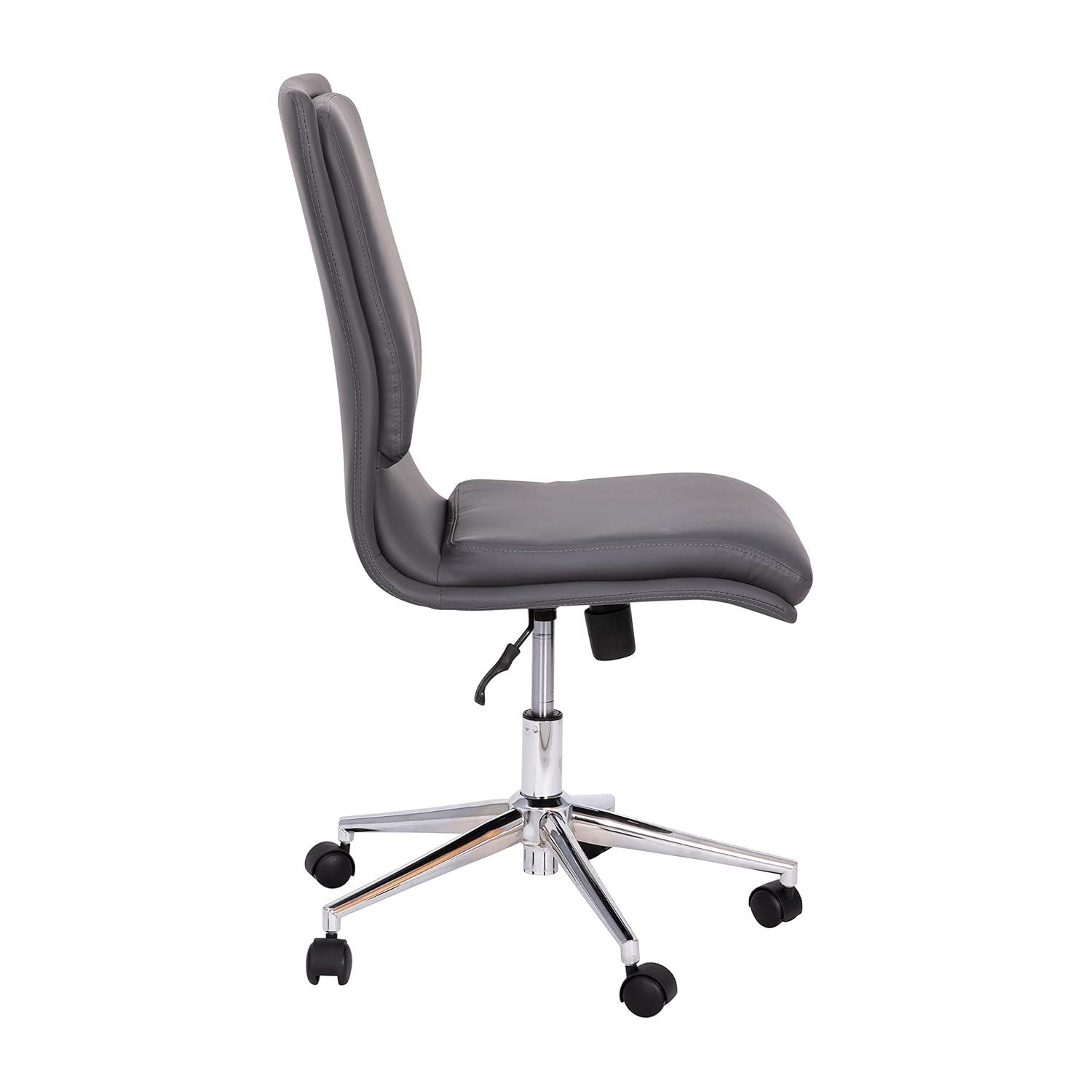 Flash Furniture Madigan Mid-Back Armless Swivel Task Office Chair with LeatherSoft and Adjustable Chrome Base, Gray
