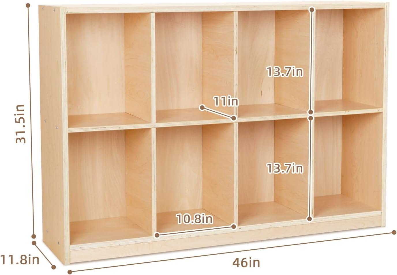 8-Compartment Backpack Wooden Storage Cabinet - Kids Toy Storage Organizer - Bookshelf for Classroom, Playroom, Kindergarten, Living Room, Office