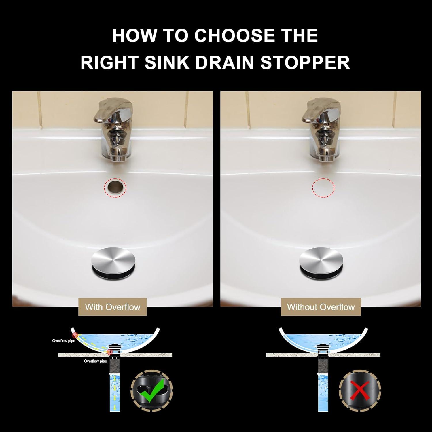 Pop Up Stopper Bathroom Sink Drain with Overflow Vessel Sink Drain for Bathroom Brushed Nickel Pop Up Drain Stopper Anti Clog Strainer Assembly with Strainer Lavatory Vanity Vessel Pop Up Stopper