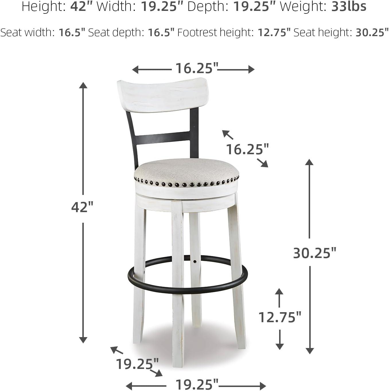 Gracie Oaks Design by Ashley Valebeck Modern Swivel Counter Height Barstool, Whitewash