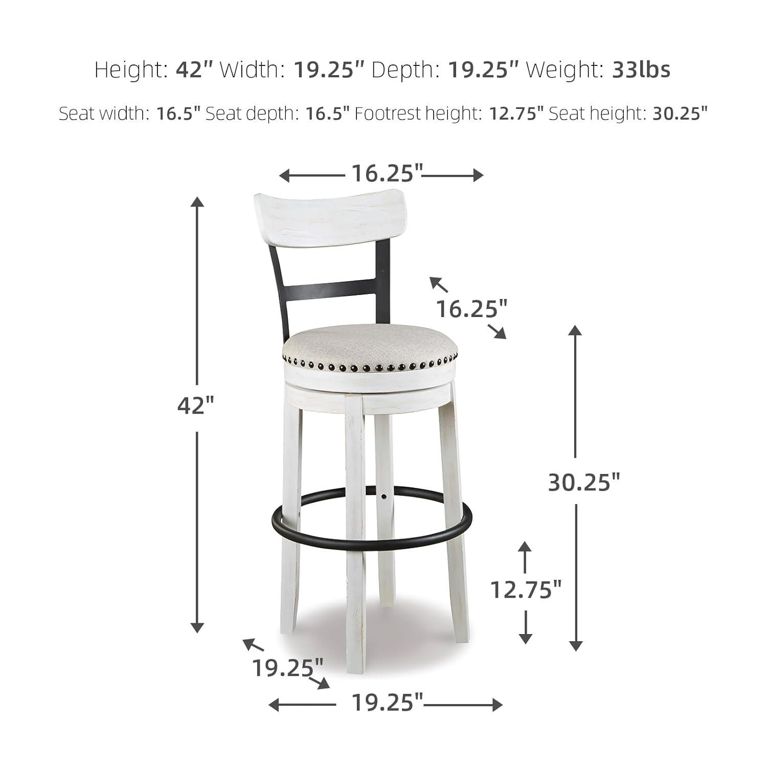 Gracie Oaks Design by Ashley Valebeck Modern Swivel Counter Height Barstool, Whitewash