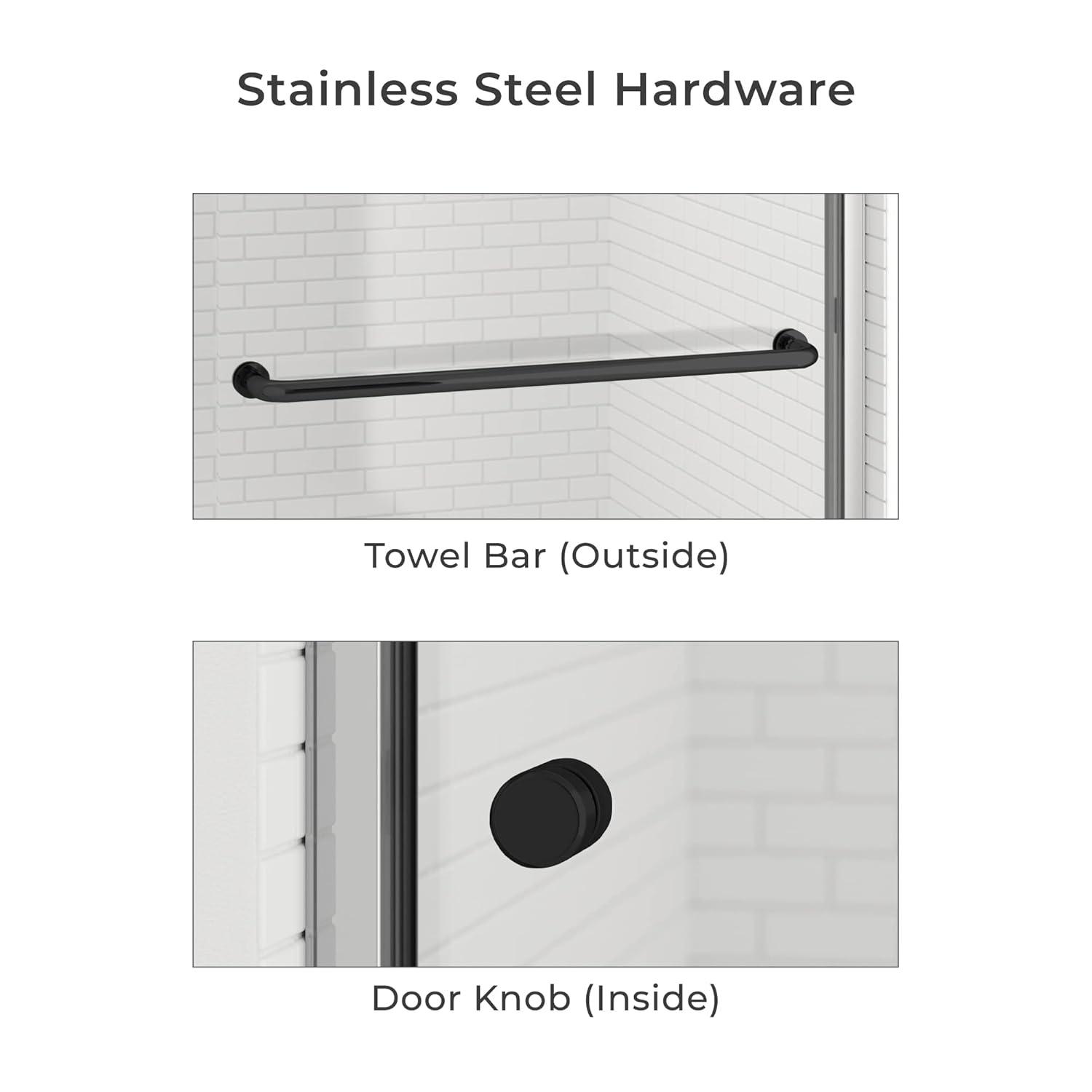 Fab Glass and Mirror 44" - 48" W 70" H Double Sliding Semi-Frameless Shower Door SHSOL48X70MB