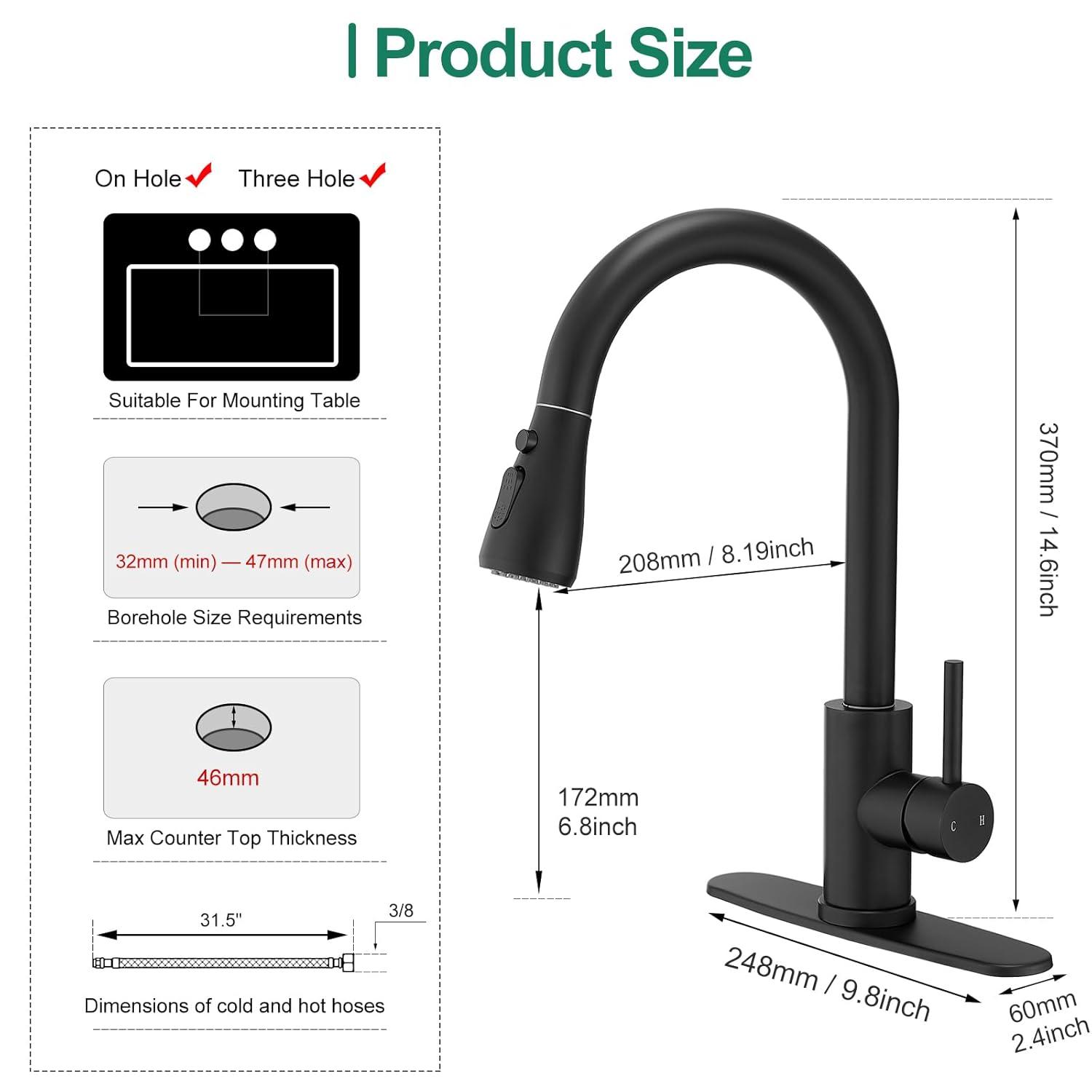 GAGALIFE Single Handle Pull Down Sprayer Kitchen Faucet High Arc Stainless Steel Faucet with 3-Function Sprayer JJL-CL-PT-SDP-C