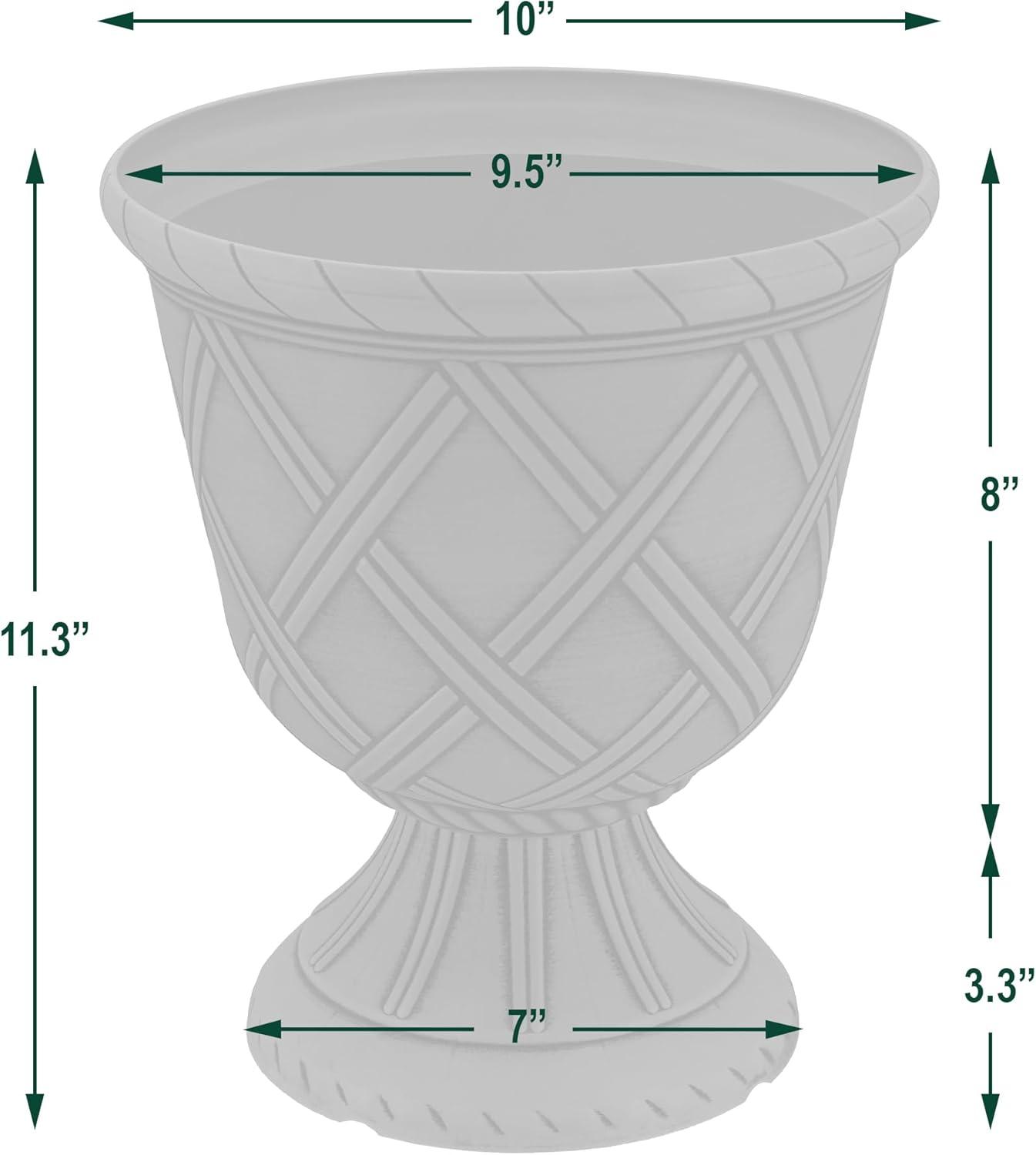 PL60GD Lattice Plastic Garden Urn, Classic Decorative Garden Pot Planter for Indoor and Outdoor Plants, Gold
