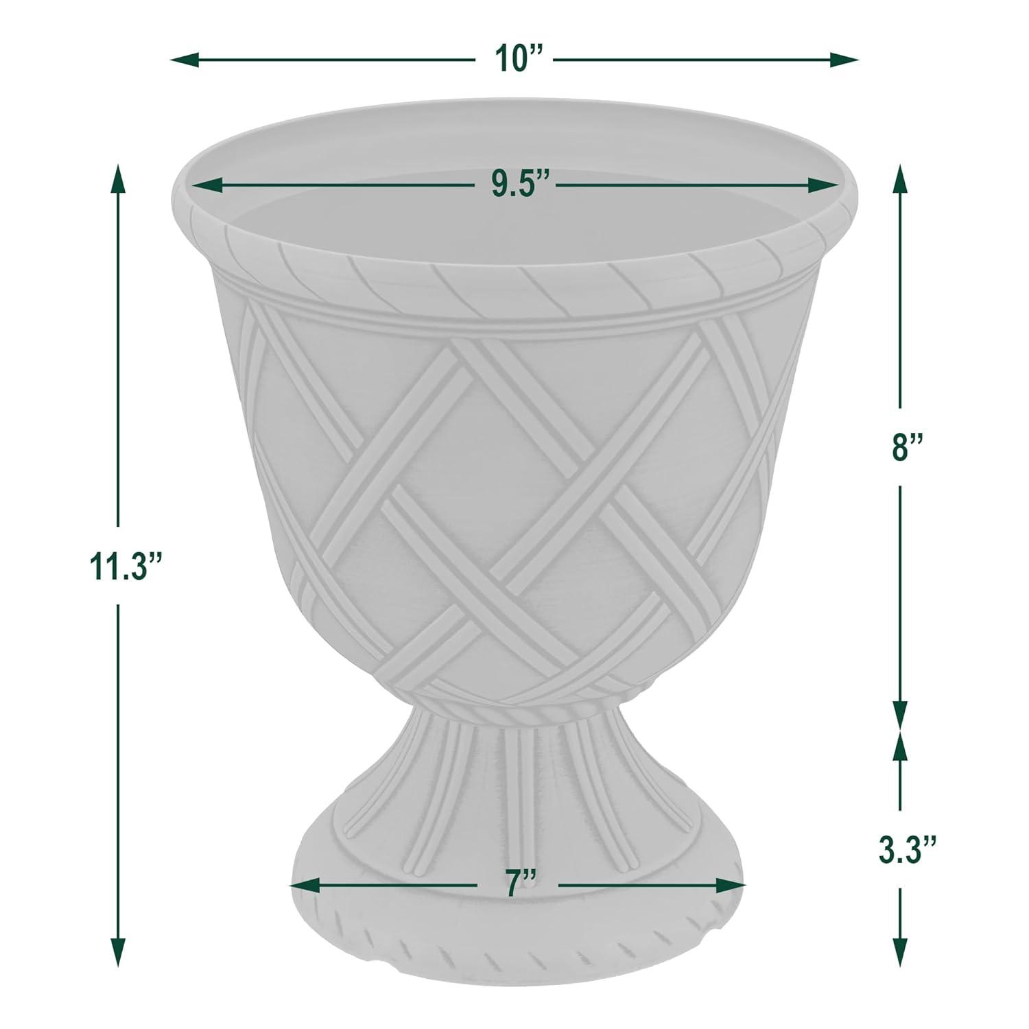 PL60GD Lattice Plastic Garden Urn, Classic Decorative Garden Pot Planter for Indoor and Outdoor Plants, Gold