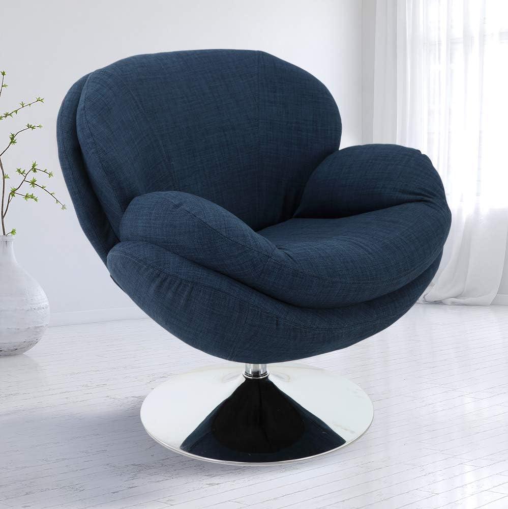 Relax-R Strand Fabric Upholstered Leisure Accent Chair in Denim/Chrome Base