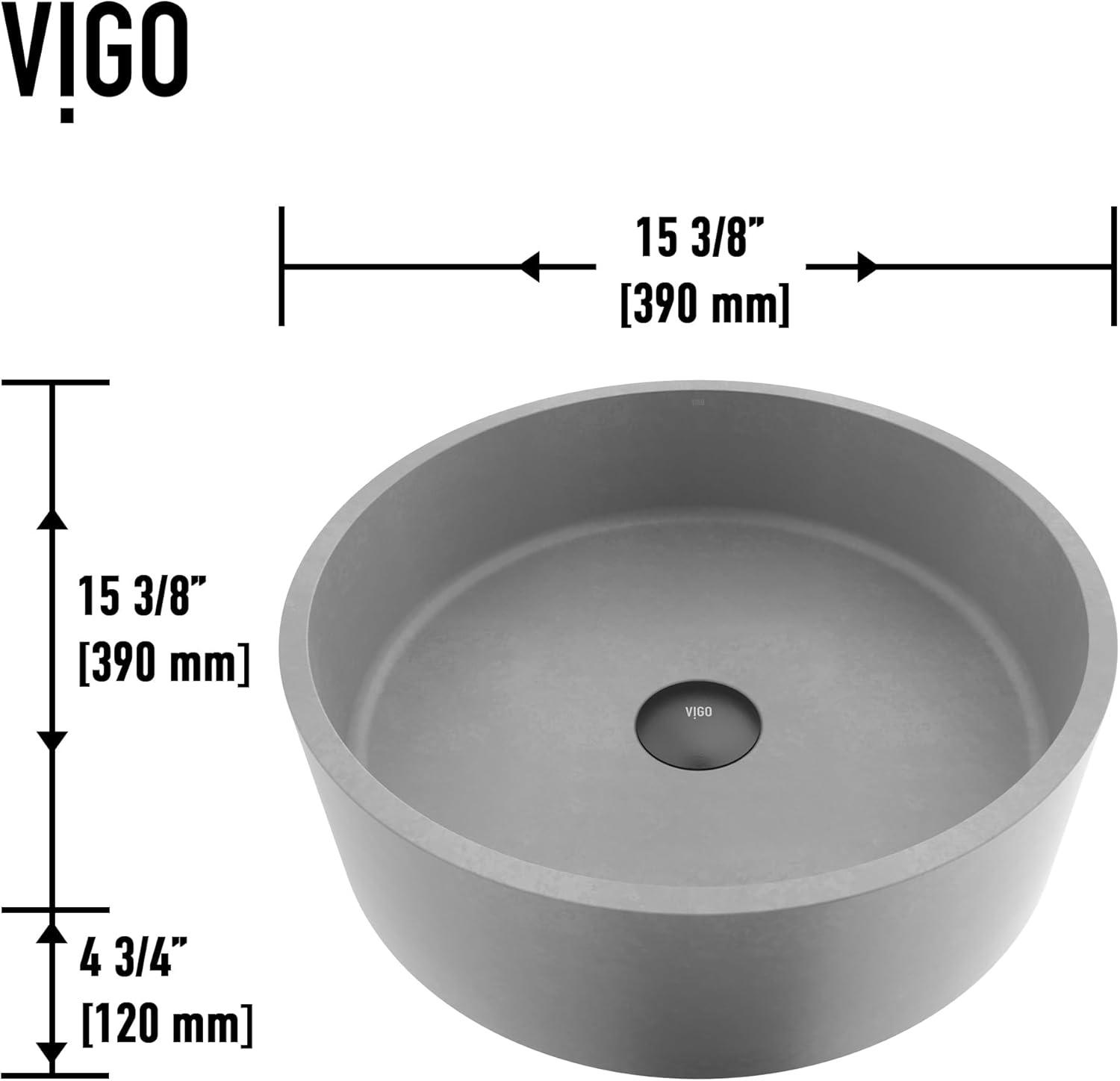 Palermo Gothic 15" L x 15" W x 5" H Gray Handmade Round Vessel Bathroom Sink