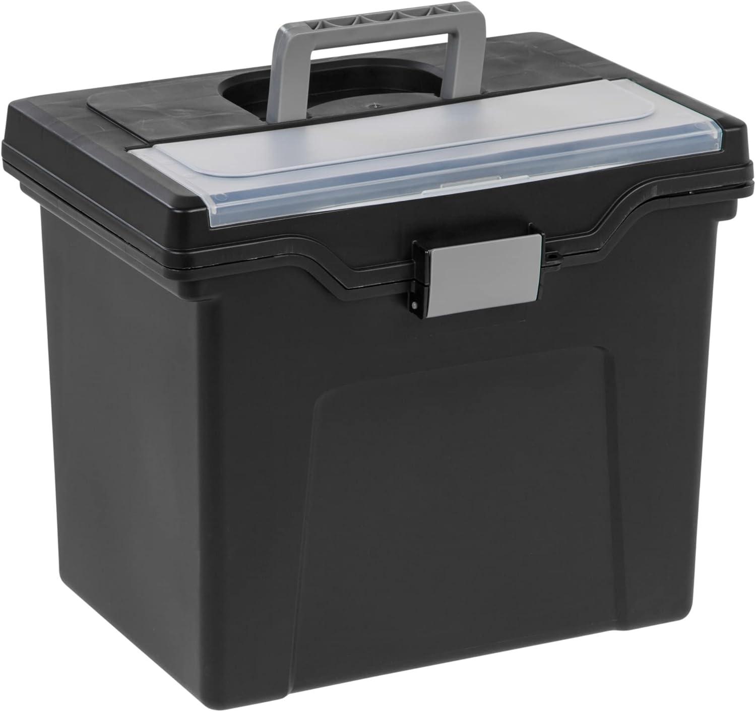 Office Depot Large Mobile File Box, Letter Size, 11 5/8in.H x 13 3/8in.W x 10in.D, Black/Silver, 110987