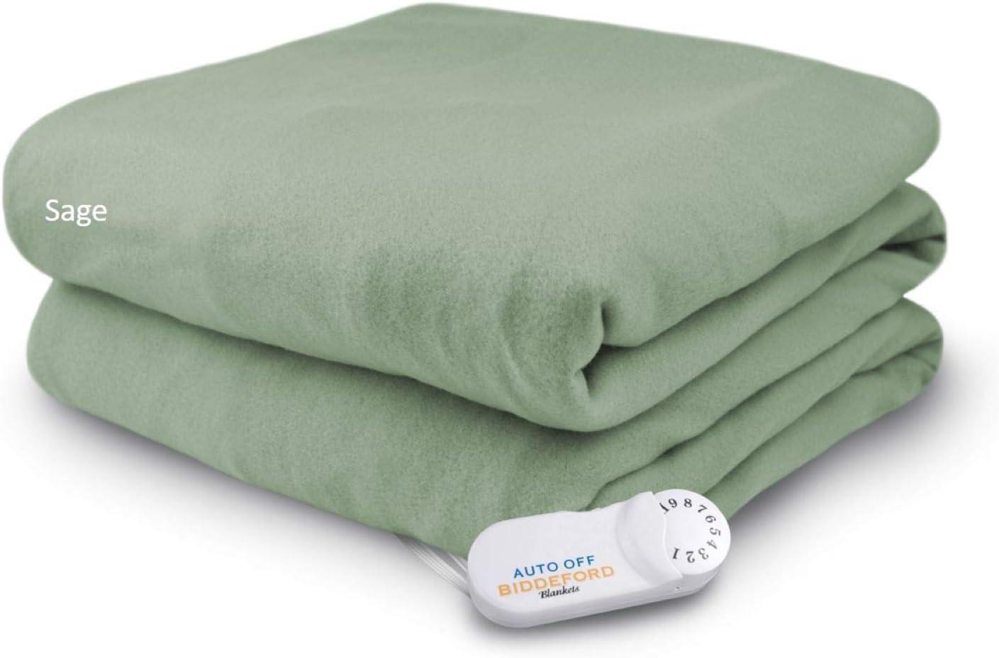 Sage Green Fleece Electric Heated Throw Blanket, 62" x 50"