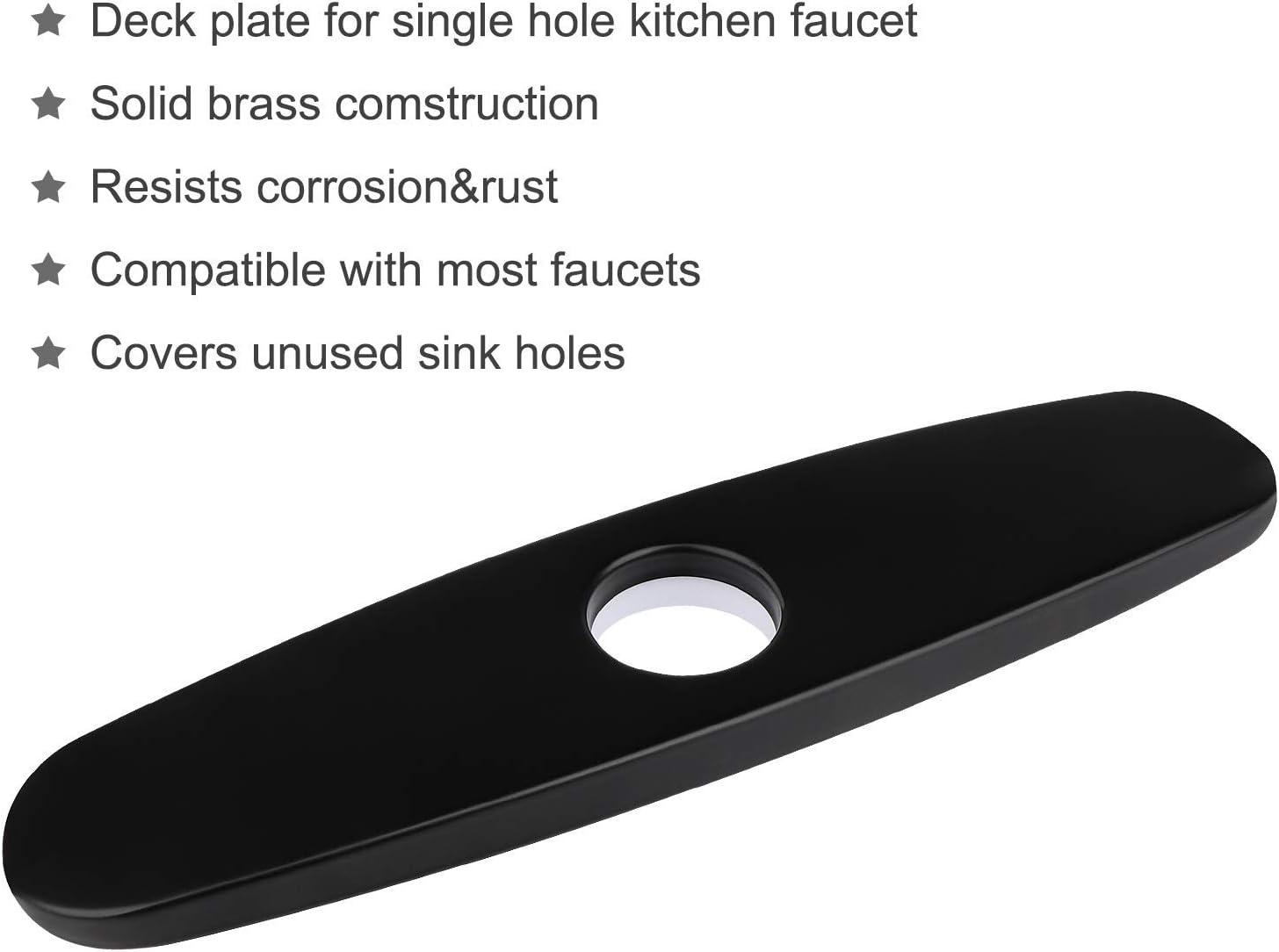 10 Inch Sink Faucet Hole Cover, Stainless Steel Oval Deck Plate Faucet Escutcheon Sink plate, Black