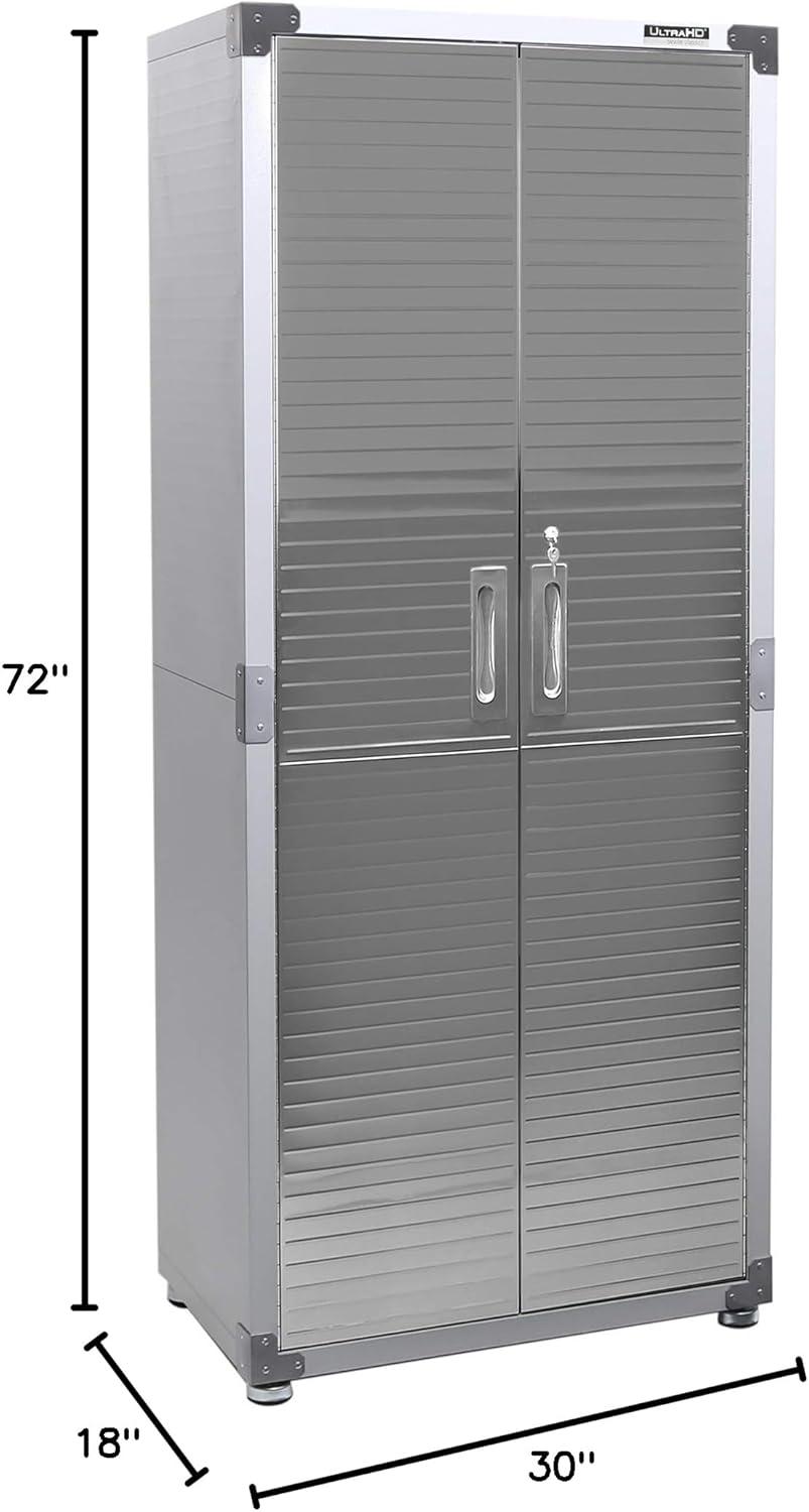 Seville Classics UltraHD Steel 2-Door Lockable Garage Storage Cabinet, 36 x 24 x 72, Granite Gray