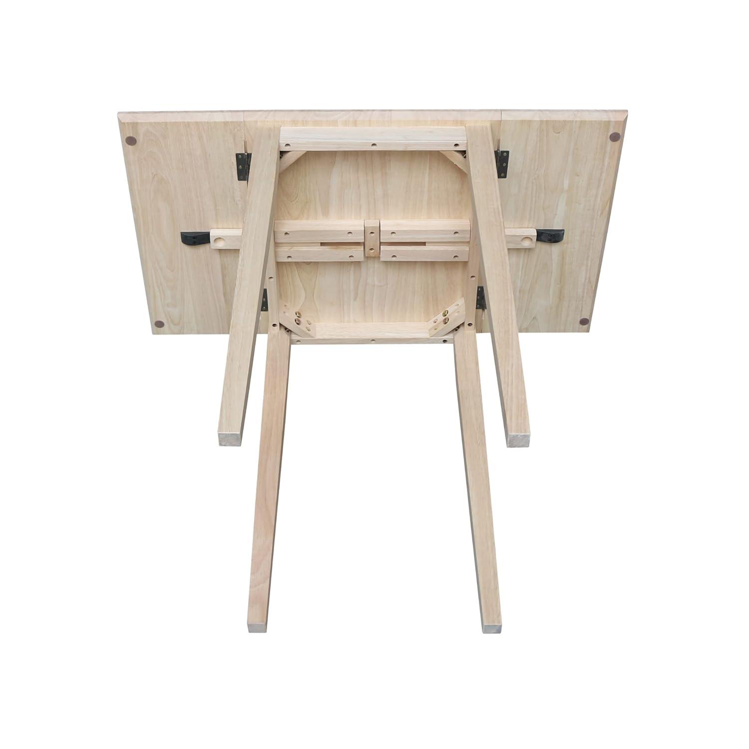 International Concepts Solid Wood Drop Leaf Casual Kitchen and Dining Table - Unfinished