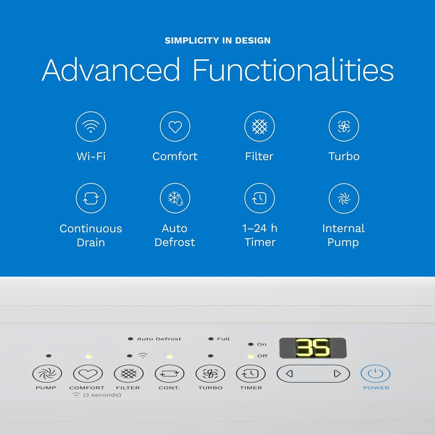 hOmeLabs 4,500 Sq. Ft. WiFi-Enabled Dehumidifier with Pump - Superior Moisture Removal & Humidity Control - 50 Pint