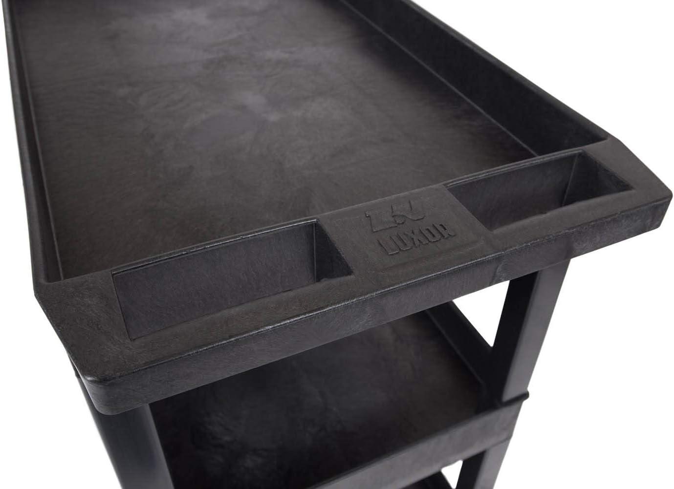 Black High-Capacity 3-Shelf Tub Storage Cart