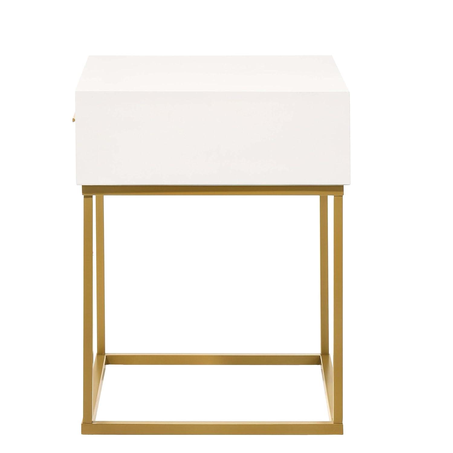 LuXeo LuXeo Catalina One Drawer Nightstand with Mustard Gold Legs