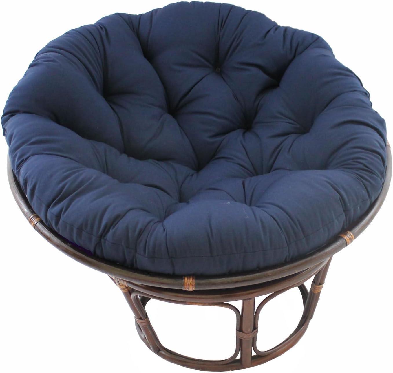 42" Rattan Papasan Chair with Solid Twill Cushion - International Caravan