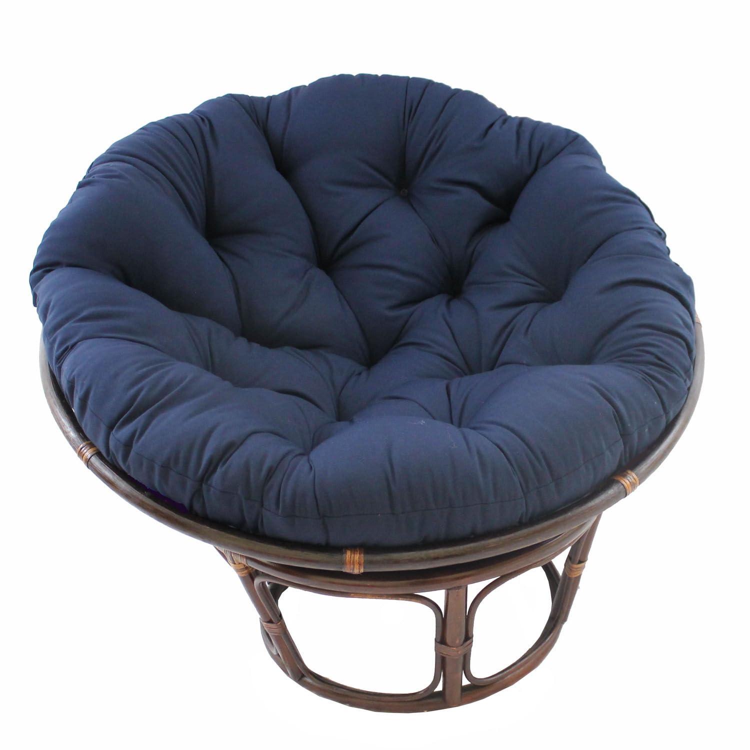 International Caravan 42" Rattan Papasan Chair with Solid Twill Cushion Burgundy: Stained Frame, Armless Design, 250lb Capacity