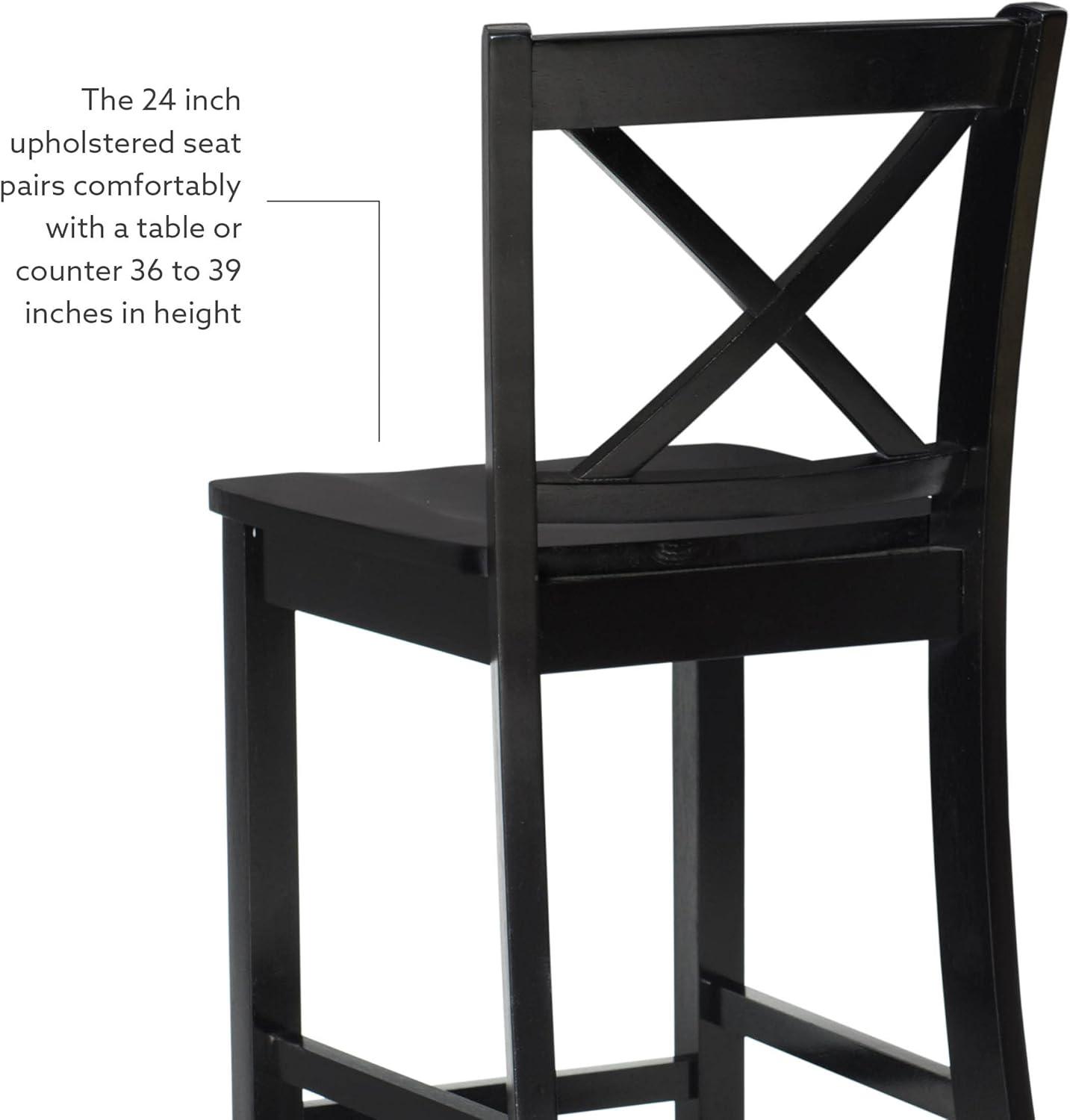 30" Torino X Back Wood Barstool - Black - Linon: Solid Rubberwood, Unupholstered, Armless