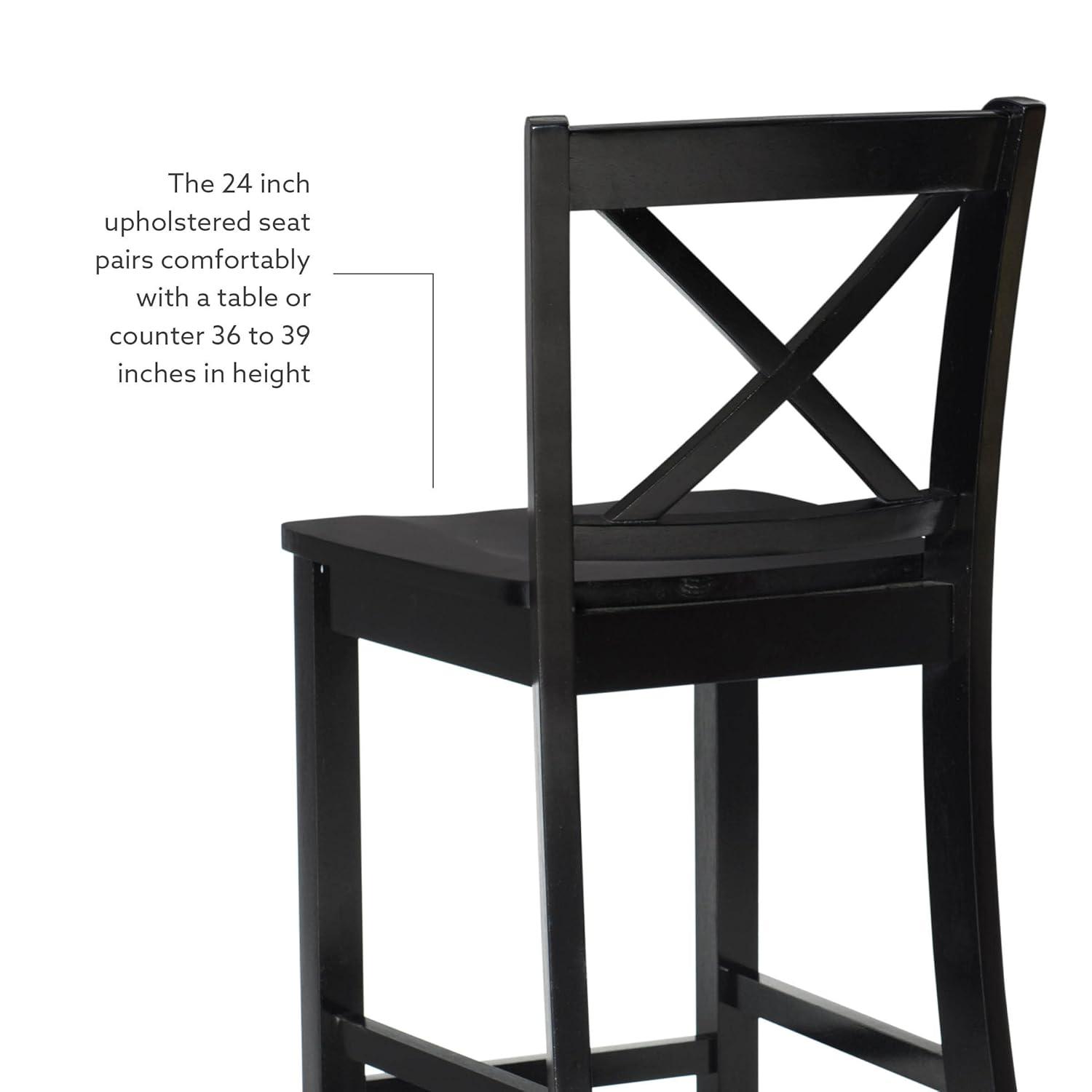 30" Torino X Back Wood Barstool - Black - Linon: Solid Rubberwood, Unupholstered, Armless