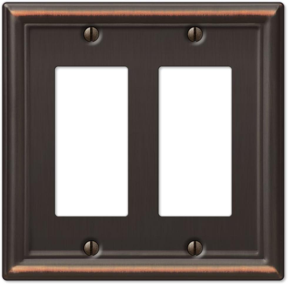 Amerelle Chelsea Aged Bronze Bronze 2 gang Stamped Steel Rocker Wall Plate 1 pk