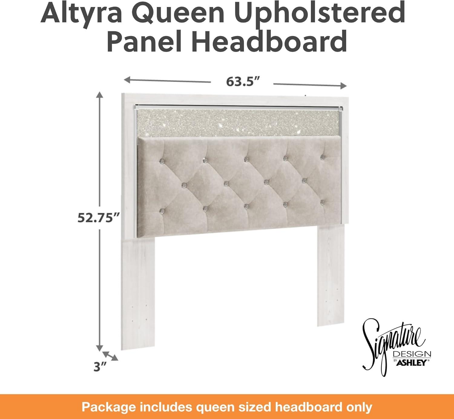 Signature Design by Ashley Contemporary Altyra Queen Upholstered Panel Headboard  White