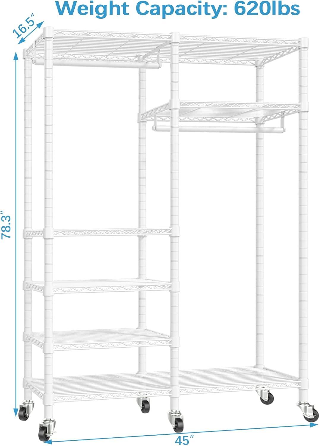 VIPEK R4 Rolling Garment Rack Heavy Duty Clothes Rack with Double Rods and Lockable Wheels