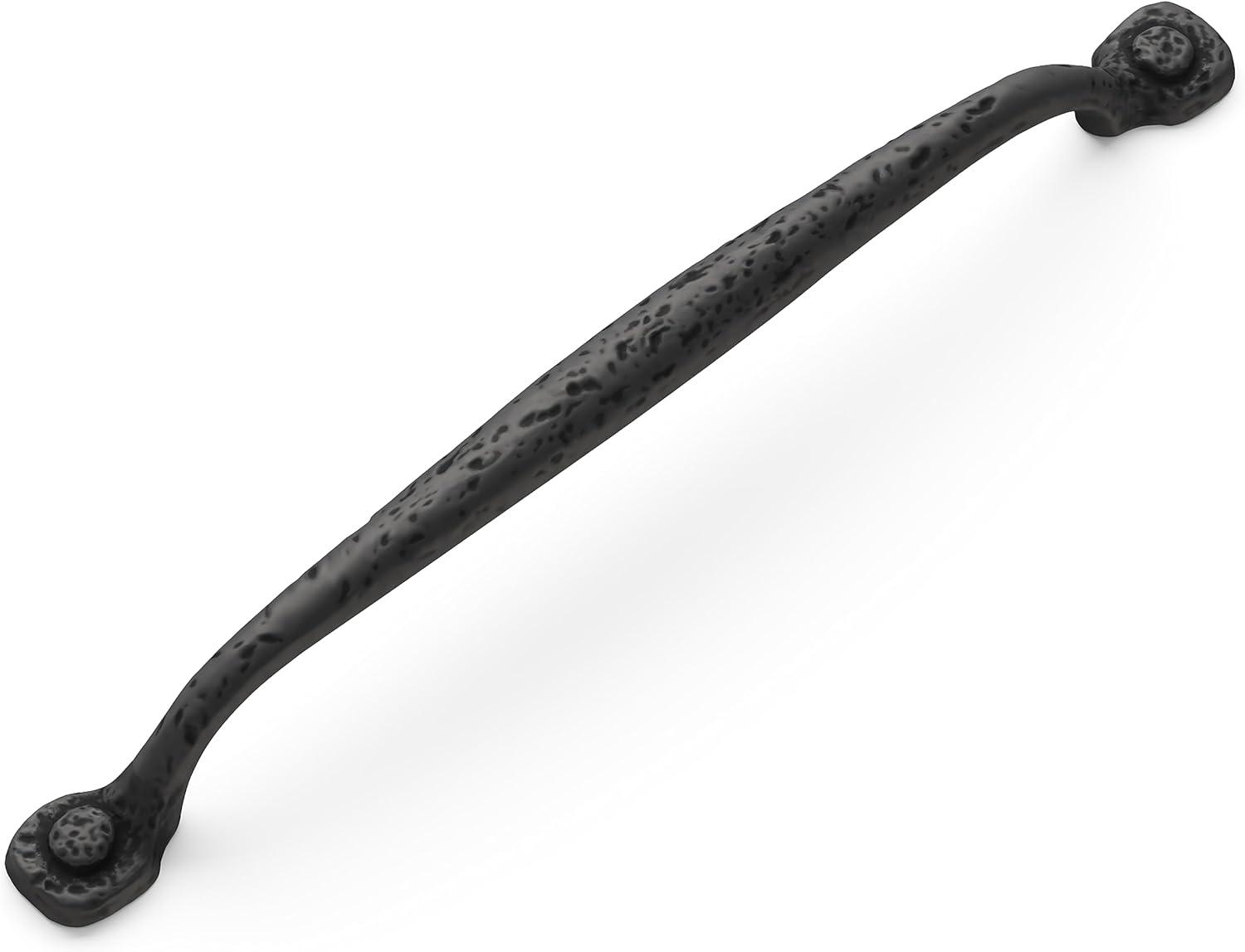 Hickory Hardware 1 Pack Solid Core Kitchen Cabinet Pulls, Luxury Cabinet Handles, Hardware for Doors & Dresser Drawers, 8-13/16 Inch (224mm) Hole Center, Black Iron, Refined Rustic Collection